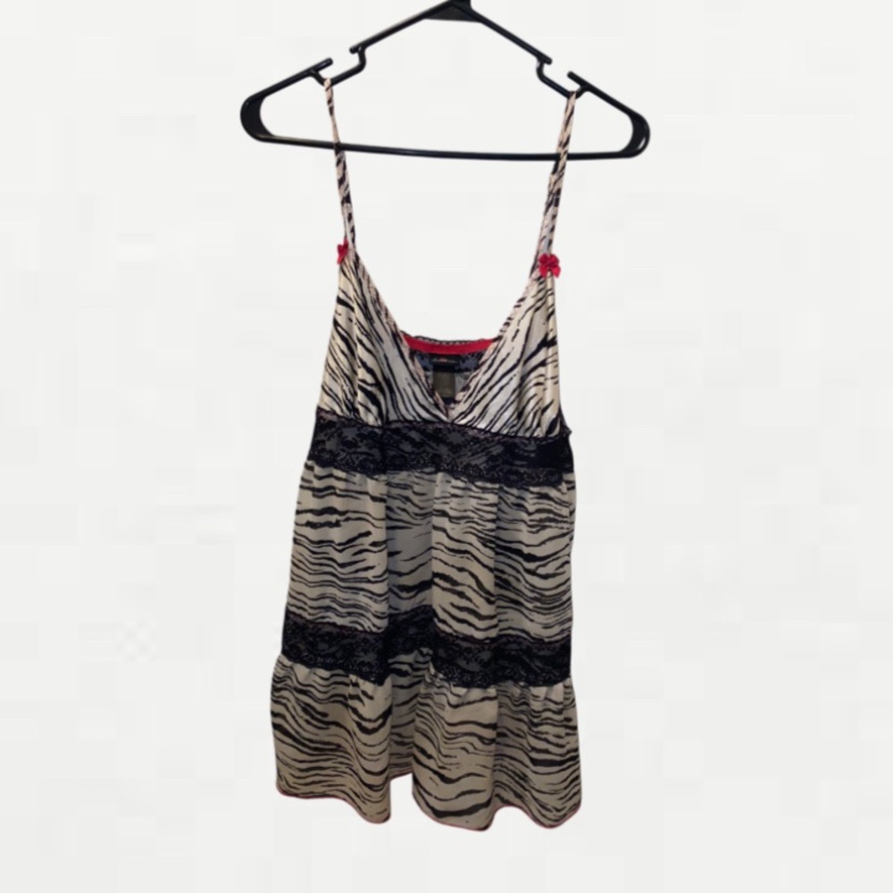 Zebra Print Satin and Lace Slip